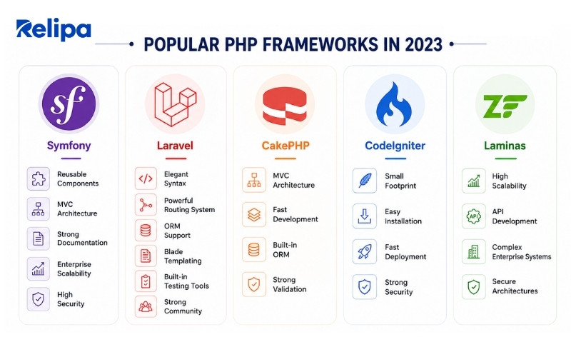Relipa Global Best Web Development Company -5 Popular PHP Frameworks